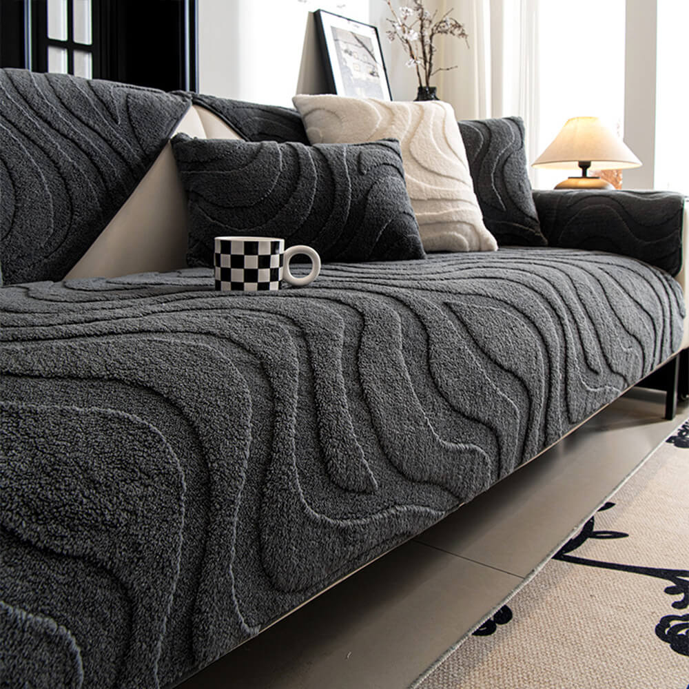 Varm Plush Curved Jacquard icke-glidande Soffa Skydde Täckning