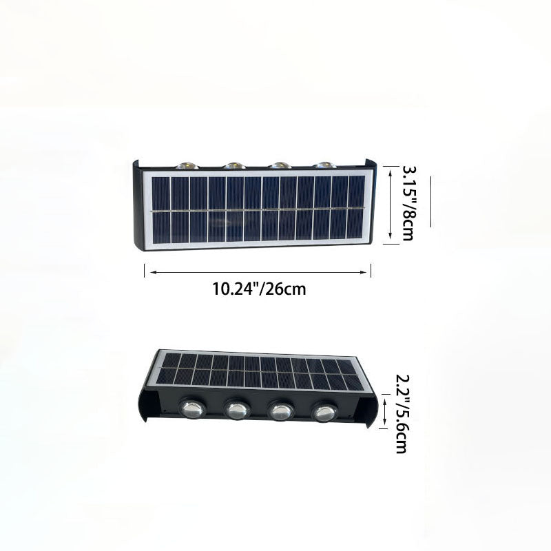 Carvallo Modern Solar-LED-Wall Light for Outdoor | Rectangular Design | IP56 Waterproof | Various Sizes &amp; Light Intensities