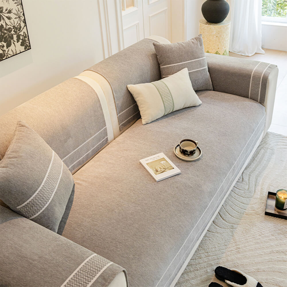 Chenille Jacquard Bred Kant Design Repellenta Sofföverdrag