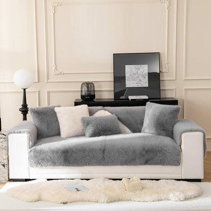 Varm Tjock Faux Fur Soffskydd Antisklipp Sofföverdrag
