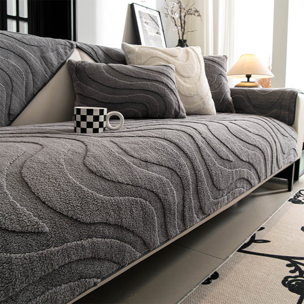 Varm Plush Curved Jacquard icke-glidande Soffa Skydde Täckning