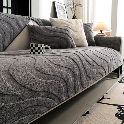 Varm Plush Curved Jacquard icke-glidande Soffa Skydde Täckning