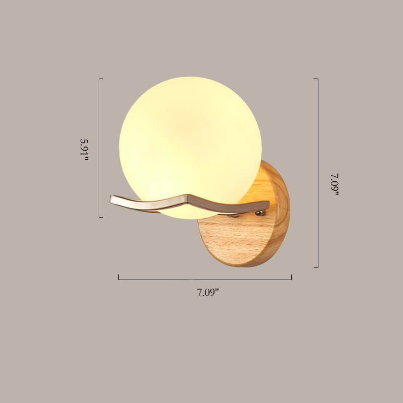 Nordisk Minimalistisk Vägglampa med Glas och Trä