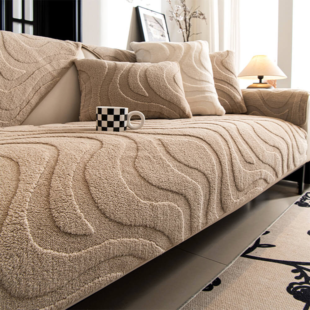 Varm Plush Curved Jacquard icke-glidande Soffa Skydde Täckning