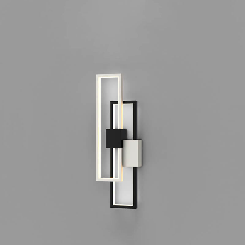 Minimalistisk fyrkantig LED-vägglampa med ram av järn och silikon