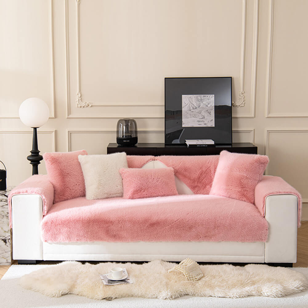 Varm Tjock Faux Fur Soffskydd Antisklipp Sofföverdrag
