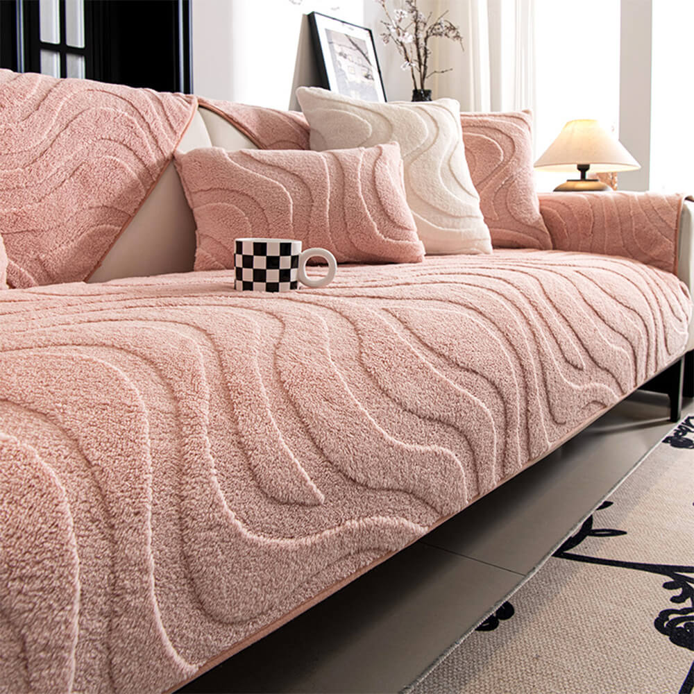 Varm Plush Curved Jacquard icke-glidande Soffa Skydde Täckning