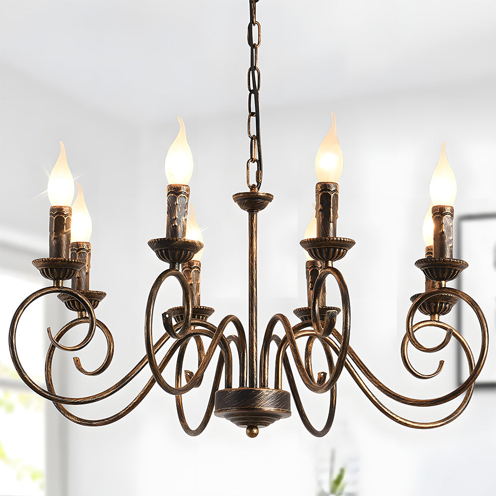 Vintage Bronze Chandlier | 4/6/8 Ljus Matsal Takarmatur i Järn | Brick by Brick