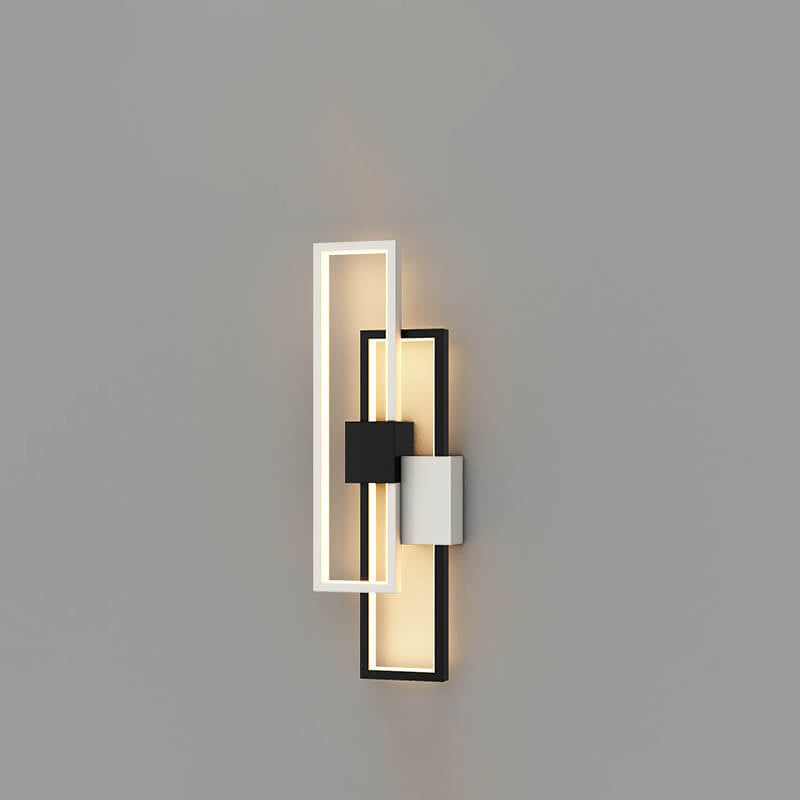 Minimalistisk fyrkantig LED-vägglampa med ram av järn och silikon