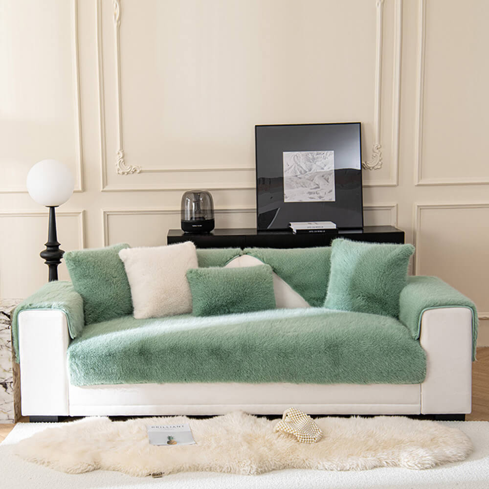Varm Tjock Faux Fur Soffskydd Antisklipp Sofföverdrag