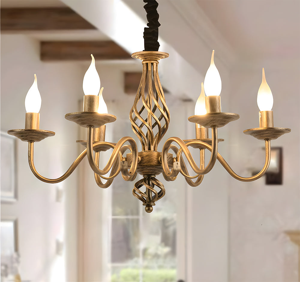 Vintage Bronze Chandlier | 4/6/8 Ljus Matsal Takarmatur i Järn | Brick by Brick