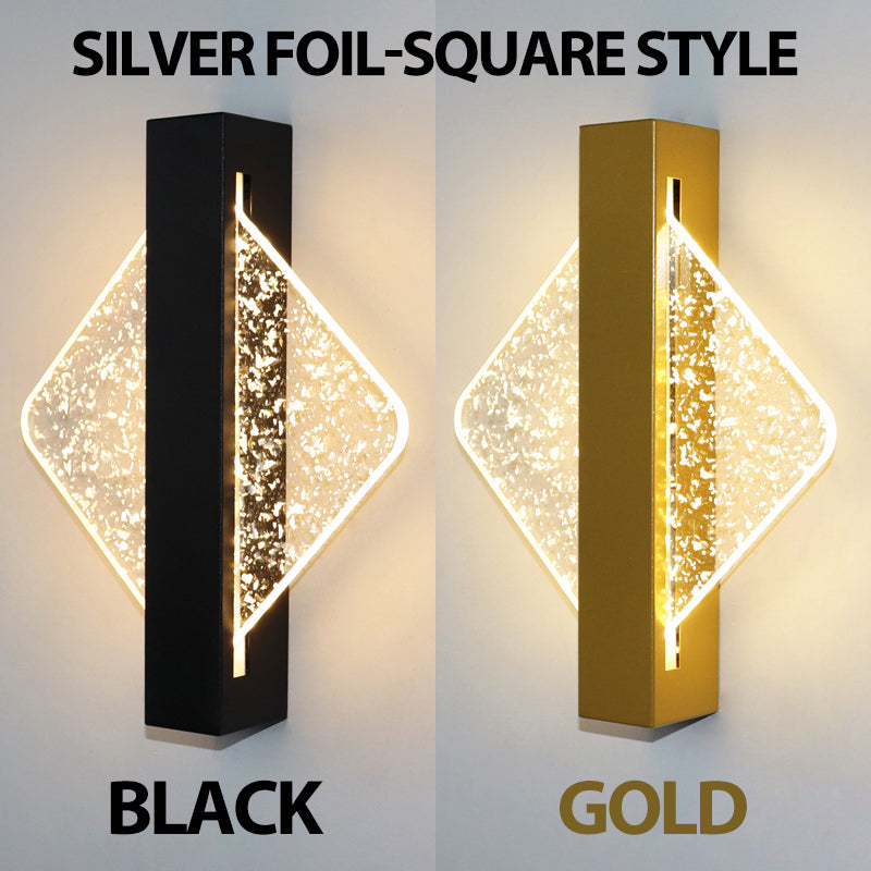 Modern LED Vägglampa med Guldblad Finish – Akryl Väggsconse för Inomhus Sovrum och Vardagsrum Belysning