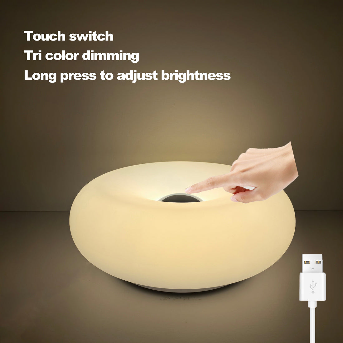 USB Bordslampa med Touch Control och RGB Färgväxling – Dimbar Säng- eller Skrivbordslampa för Sovrum och Vardagsrum