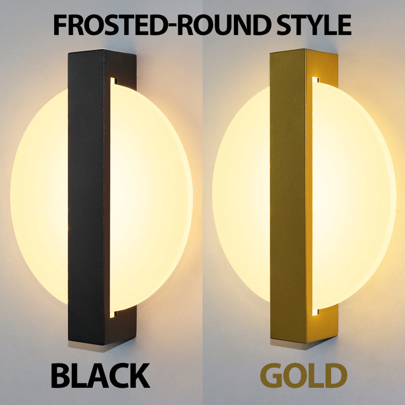Modern LED Vägglampa med Guldblad Finish – Akryl Väggsconse för Inomhus Sovrum och Vardagsrum Belysning