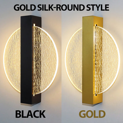 Modern LED Vägglampa med Guldblad Finish – Akryl Väggsconse för Inomhus Sovrum och Vardagsrum Belysning