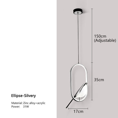 Svart Nordisk Skata LED Pendellampa – Stilig Inomhuschandelier för Kök och Sovrum Belysning