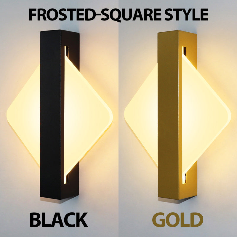 Modern LED Vägglampa med Guldblad Finish – Akryl Väggsconse för Inomhus Sovrum och Vardagsrum Belysning