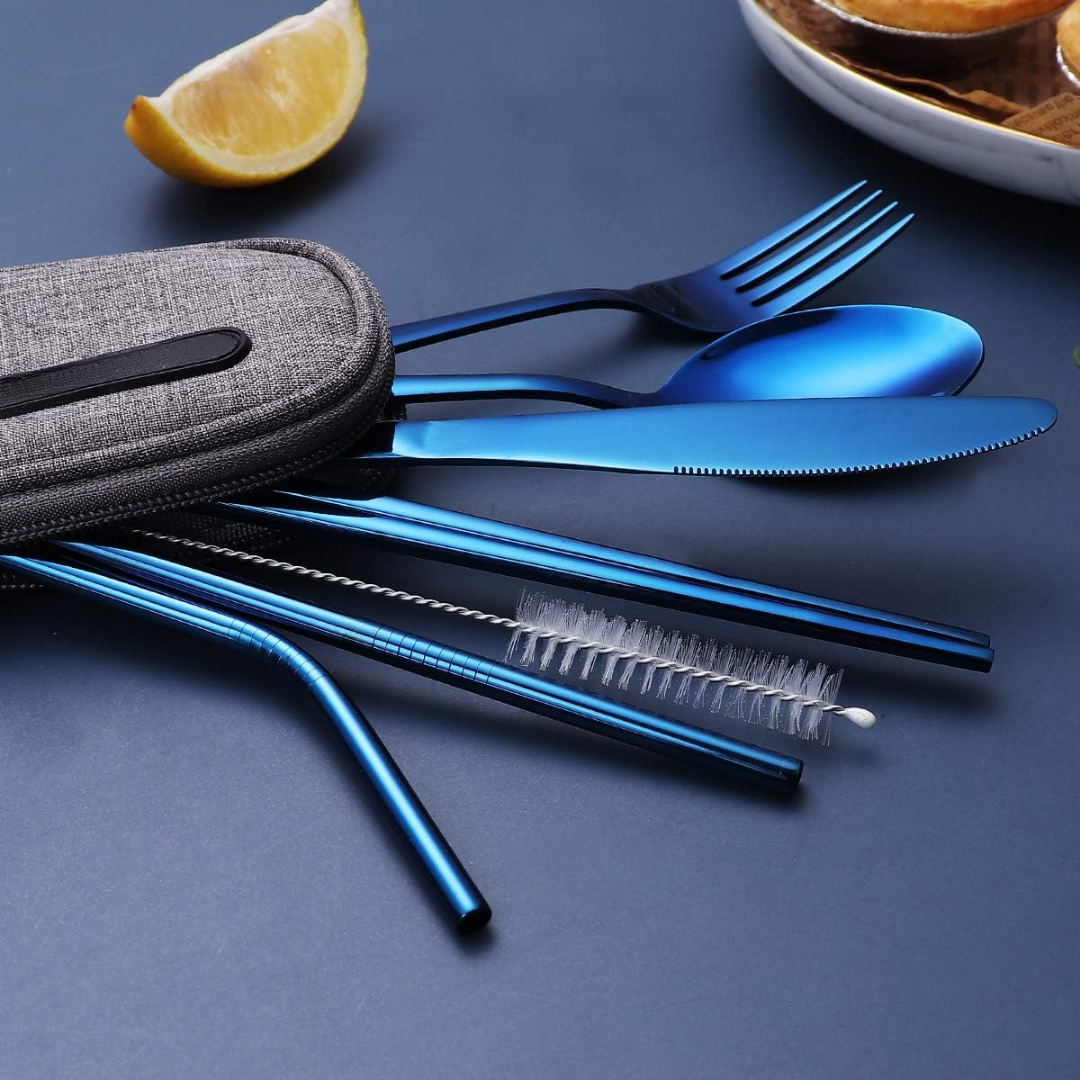 Carvallo GoCutlery | 4-delad för vägande | Rostfritt stål & BPA-fri | Med transportetui