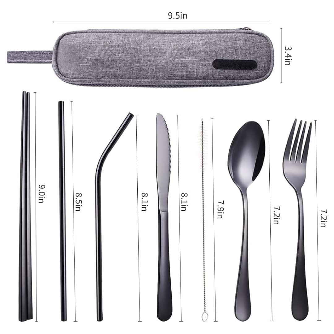 Carvallo GoCutlery | 4-delad för vägande | Rostfritt stål & BPA-fri | Med transportetui