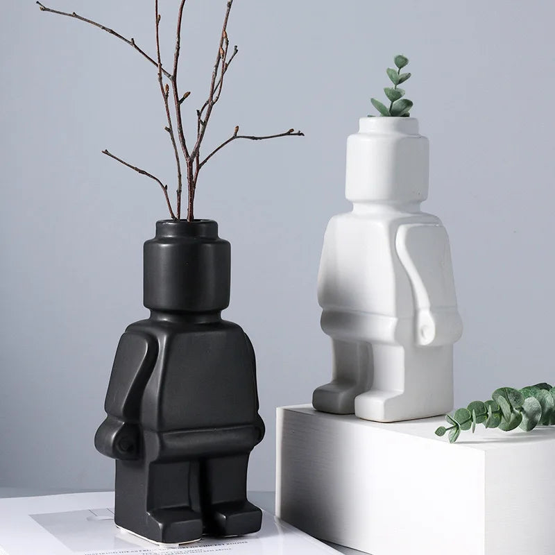 Kreativ Robot Vas - Lekfull Dekoration för Hem