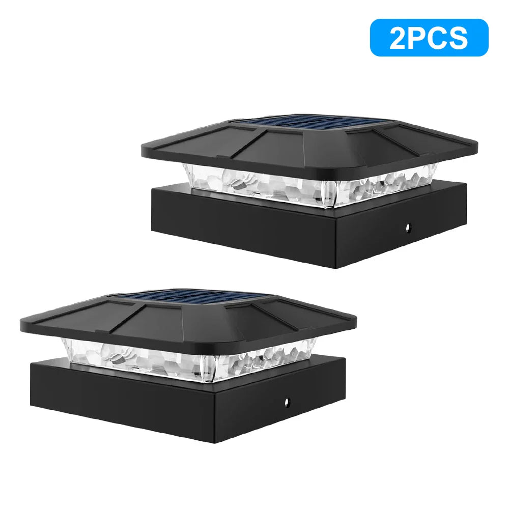 Carvallo Solar-postkapsljus 10 × 10 cm | 3-färgers LED med 2 ljusstyrkenivåer | IP65 solstaketljus för trädgårdsträdpålar