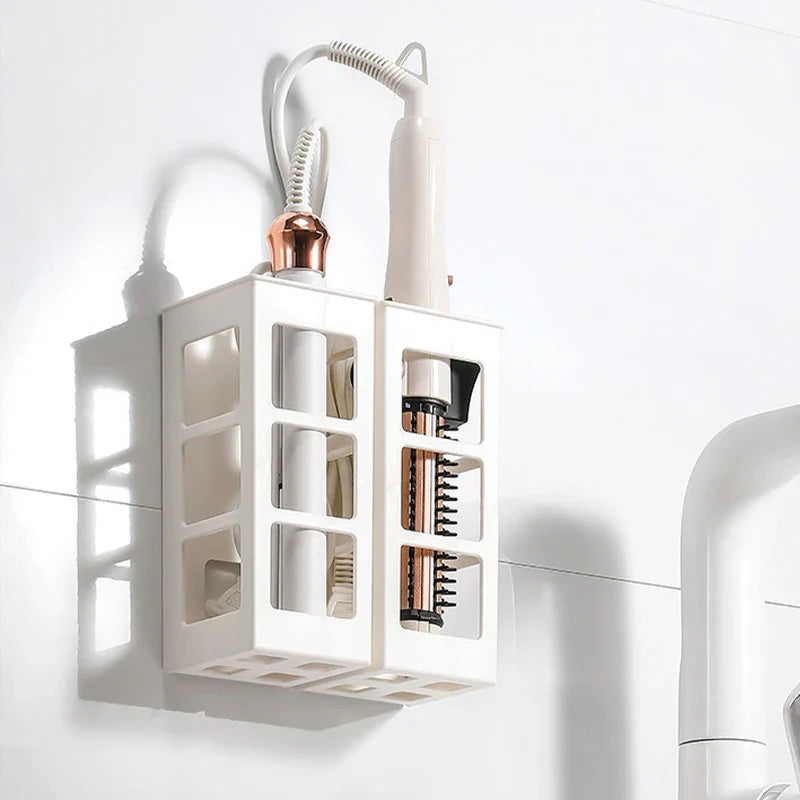 Carvallo Pro Värmehållare för Hårfön | Badrumsorganisation med Förvaringsfack | Platsbesparande Hårfönshållare & Stylingsstation