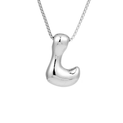 Royelux A-Z Ballong Bubbel Bokstav Hänge Halsband – Silver Chunky Initial Smycken