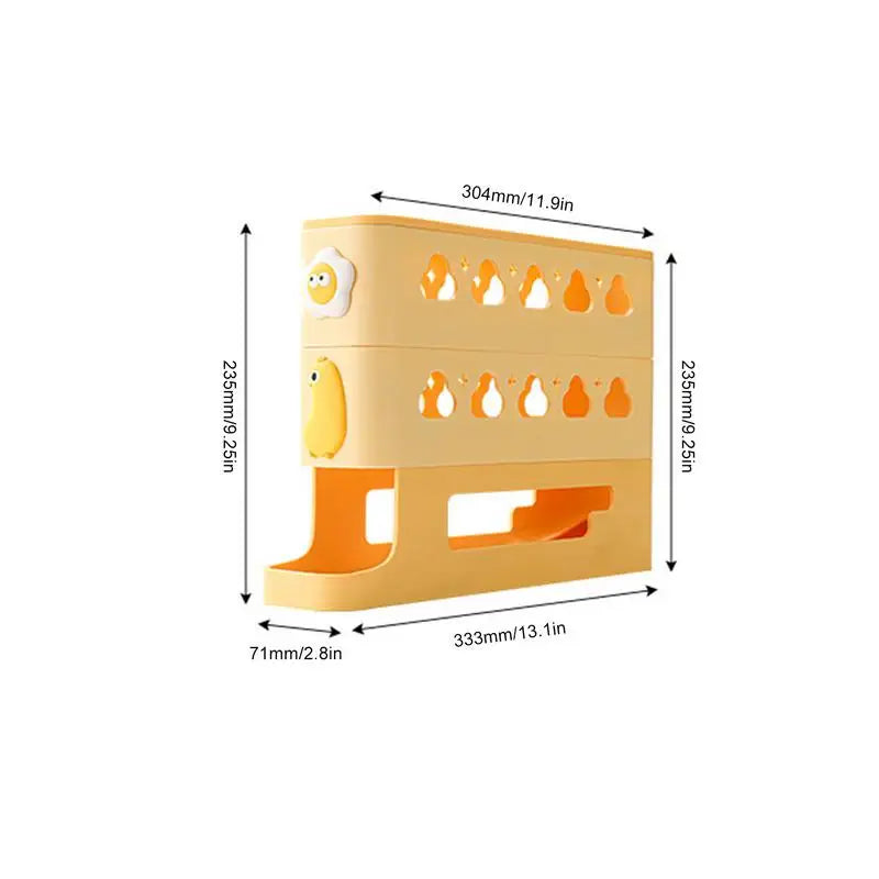 Carvallo Ägghållare för kylskåp | 3-lagers rullorganisatör | Platsbesparande & stötsäker | För upp till 24 ägg | 33,3 × 7,1 × 23,5 cm