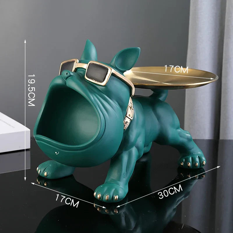 Carvallo | Bulldog Figur med förvaringsfack | 30 cm dekorskulptur | Resin konstverk | Djurstaty för vardagsrum