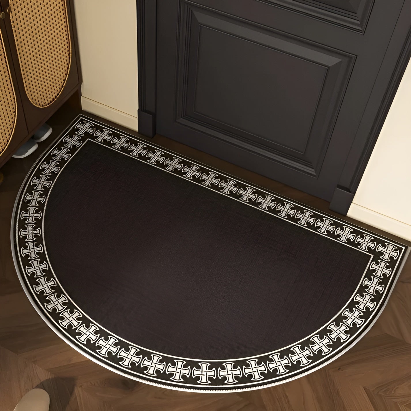 Halvkrets dörrmatta – Halkfri och dekorativ | För inomhus- och utomhusbruk, hall och vardagsrum