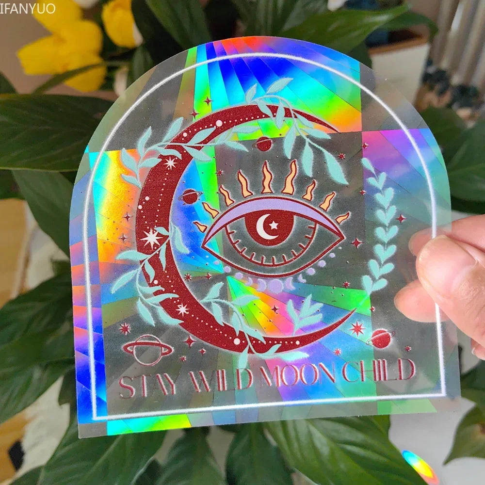 Carvallo fönsterdekal solfångare | Självhäftande med 3D-regnbågseffekt | För fönster, väggar & dekoration