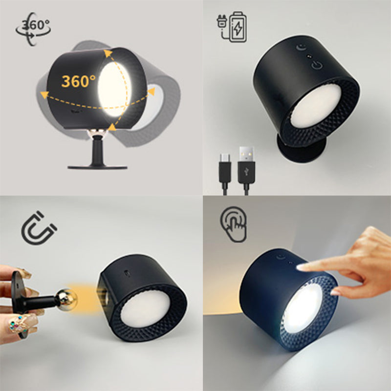 Uppladdningsbar 360° Rotationsbar Magnetisk LED Vägglampa – Justerbar Trådlös Nattlampa