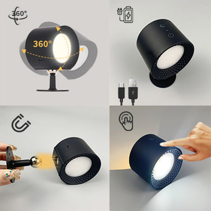 Uppladdningsbar 360° Rotationsbar Magnetisk LED Vägglampa – Justerbar Trådlös Nattlampa