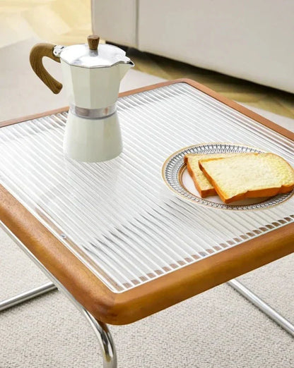Solvia Cane | Rund soffbord av rotting med glasbordskiva i mid-century stil