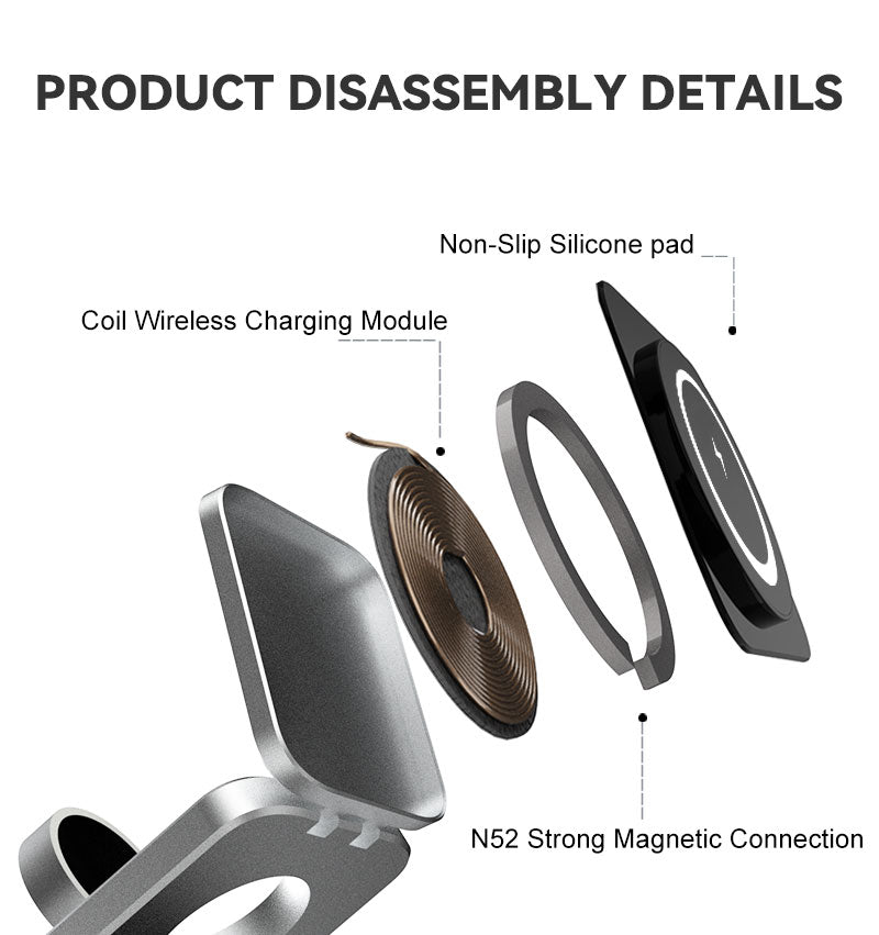 3 i 1 Snabb Magnetisk Fällbar Trådlös Laddare För iPhones, AirPods och Apple Watches