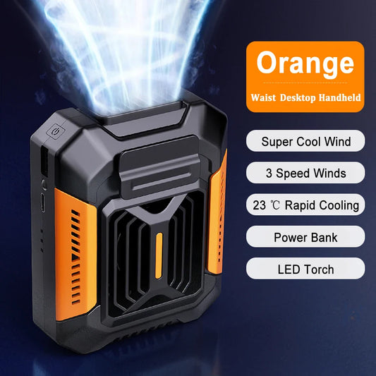 Carvallo Clip-Ventilator AeroClip | Med LED & Powerbank | USB-laddningsbar | För midja, hals & utomhus