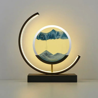 Soluna Drift | LED-bordslampa med rörlig sandbild &amp; 3D-timerglas-effekt