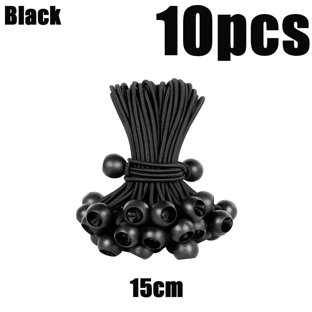 Carvallo Gummispannseile med kulhuvud | 10-pack | Elastisk fäste för presenningar, solsegel & tältaccessoarer