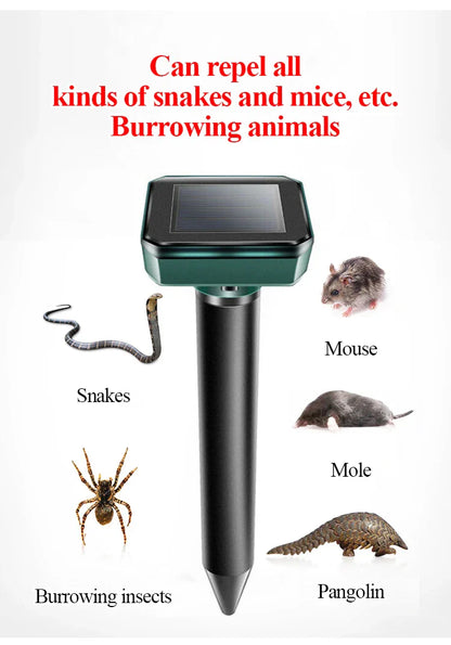 Solcellsdriven orm- och skadedjursavskräckare – ultraljudsenhet för trädgården