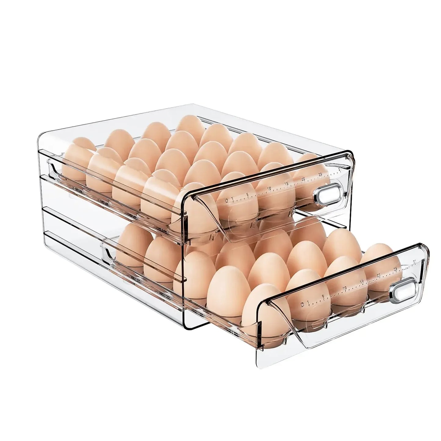 Carvallo KlarFresh | 60-tals äggställ med 2 lådor | Med datumvisning | Stapelbar & BPA-fri