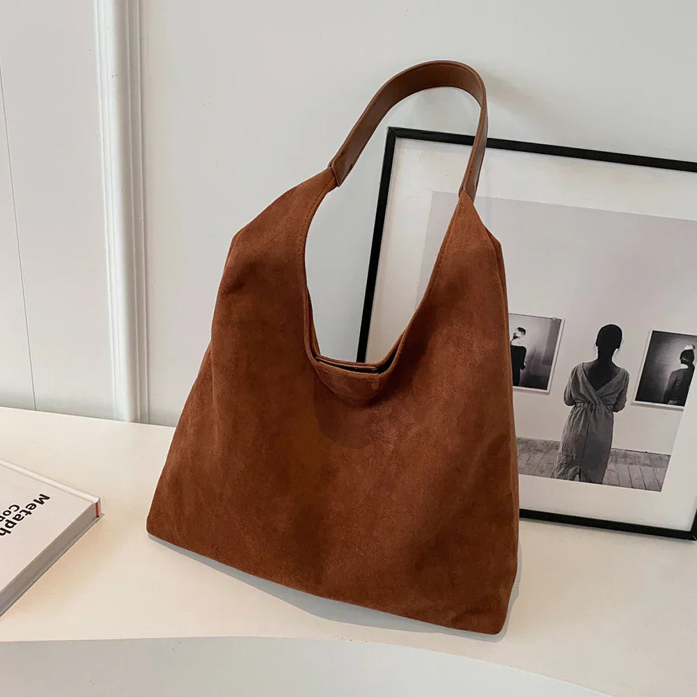 Skulderväska Faux Suede Mjuk Tote för Kvinnor