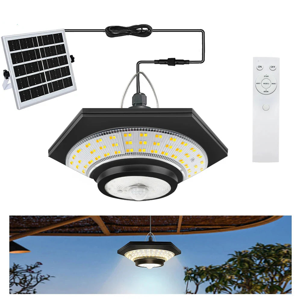 Carvallo Solar-Hänglampa | 228 LEDs | 4400mAh Batteri | 3 Ljuslägen & Fjärrkontroll | Inomhus & Utomhus | IP65