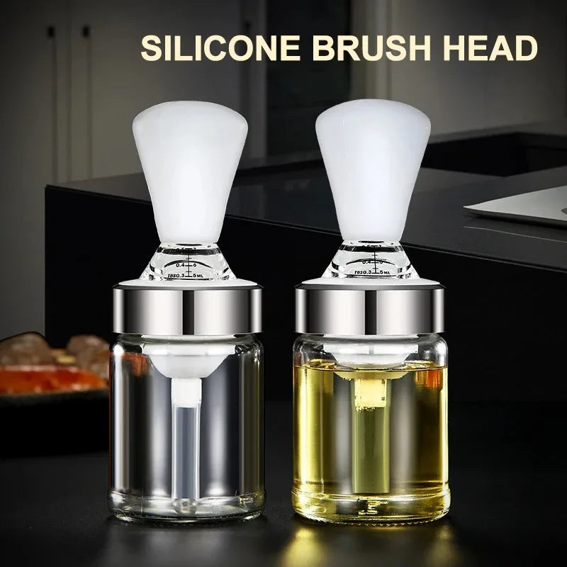 Carvallo Silikon-Oljepensel med Flaska | Leakagefri Dispenser för Olja, Marinader & Honung | 135 ml / 150 ml | För BBQ & Bakning