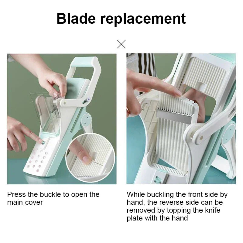 Carvallo 5-i-1 grönsaksskärare | Mandolin & Hackare | Manuell & Säker | För Frukt, Grönsaker & Kött | 27 x 11 cm