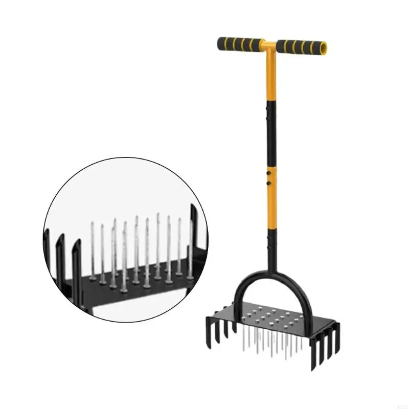 Carvallo AirCore Pro 2-i-1 Handgräsmatta-luftare av stål | Med 16 spikar & 8 jordkärnor | För trädgård, gräsmatta & markvård