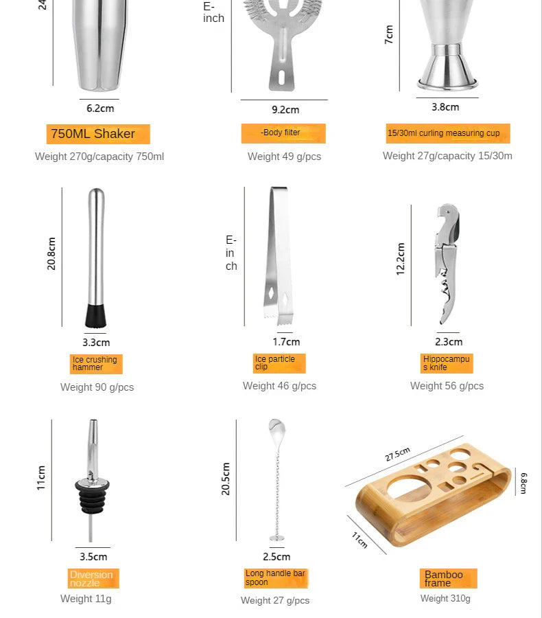 Carvallo – Lyxig Metallisk Bar Set för Stiliga Cocktails