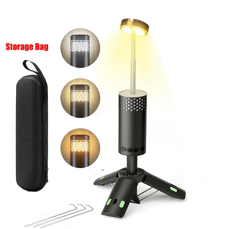 Carvallo Campinglampa | 10.000 mAh batteri | Teleskopdesign & stativ | Dimbar med SOS-funktion | Utomhus & nödbelysning