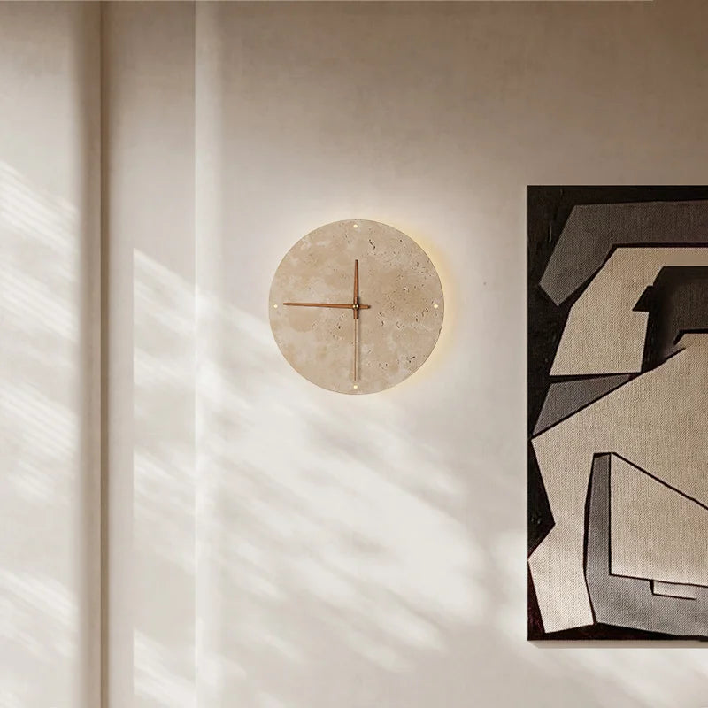 RoyaleGlow Elegant Wabi-Sabi Naturlig Sten Klocka - Tidlös Heminredning