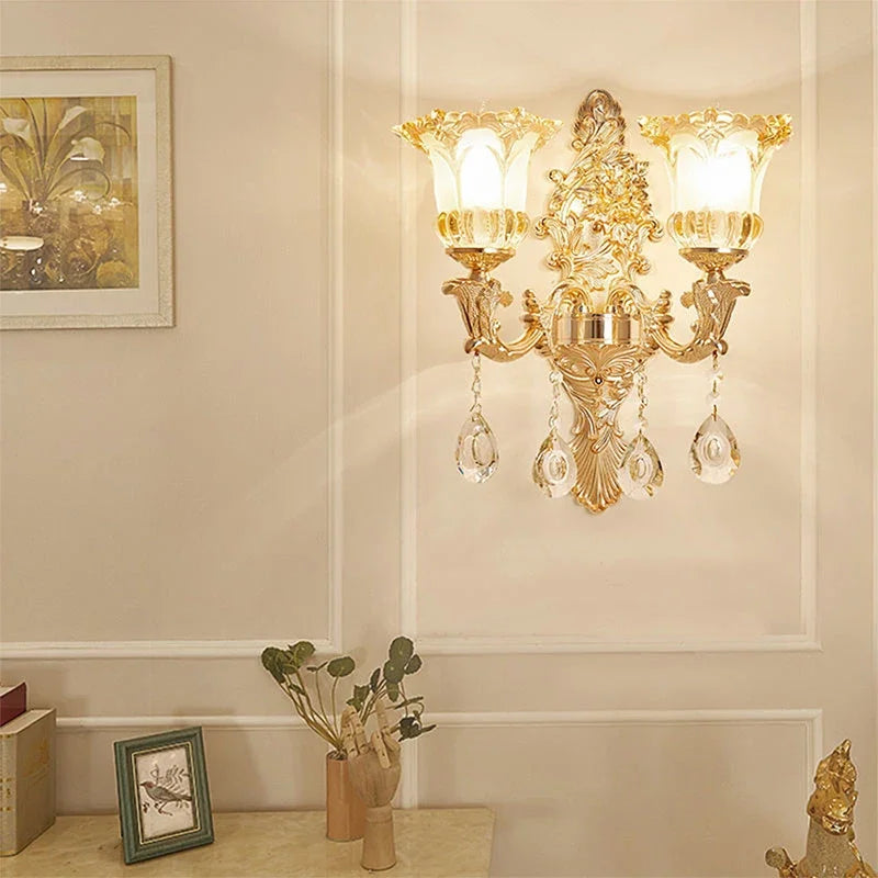 CrystalElegance - Lyxig Kristall Vägglampa för Sovrum och Vardagsrum