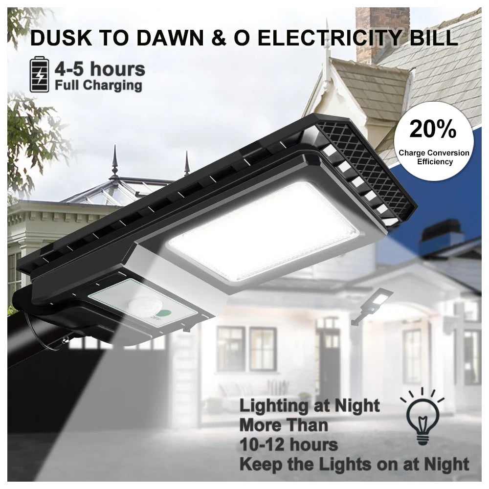 Carvallo MaxBright | 156 LED Solargatubelysning | Rörelse.sensor | 80W med 2000 mAh batteri